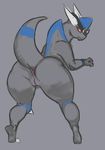  anus butt female horn liveforthefunk looking_back nintendo pok&eacute;mon presenting presenting_hindquarters pussy rampardos red_eyes smile thick_thighs video_games wide_hips 