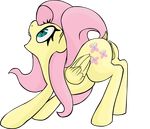  2016 alpha_channel anus coinpo cutie_mark equine feathered_wings feathers female feral fluttershy_(mlp) friendship_is_magic fur green_eyes hair mammal my_little_pony open_mouth pegasus pink_hair pussy simple_background solo transparent_background wings yellow_feathers yellow_fur 