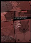  2016 age_difference akita anthro bed black_nose blue_eyes canine chest_tuft cigarette comic dog duo english_text eyes_closed facial_hair farris fox fur gloebis grey_fur hair hi_res kaylin larger_male male male/male mammal muscular muscular_male nipples nude pillow size_difference smile text tuft white_fur white_hair 