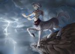  2014 5_fingers centaur equine equine_taur hair hauringu hooves lightning male mammal outside pink_hair sky solo standing taur 