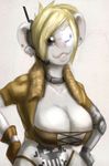  anthro big_breasts breasts female headphones headset hybrid kraken_(artist) looking_at_viewer machine mammal mouse robot rodent sketch smile solo 
