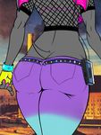  absurd_res bat big_butt bracelet breasts butt clothing colored_nails female fishnet gloves hi_res jeans jewelry kissinger_(artist) mammal pac-man_(series) pants side_boob small_tail solo spiked_bracelet spikes thick_thighs video_games walkman wings 