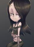  10s 1girl bare_shoulders black_hair child choker closed_mouth conoghi eyelashes fingerless_gloves gloves goth gothic haiku_(the_loud_house) long_hair midriff necklace nickelodeon shiny shiny_clothes shiny_hair simple_background solo the_loud_house 