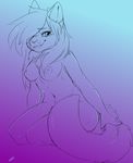  anthro blush breasts canine cat claws coax codeine farell_valentyn feline female fox fur hair hybrid invalid_tag long_hair mammal nipples nude paws simple_background sketch smile solo tongue 