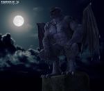  2016 3d_(artwork) abs balls biceps big_muscles claws cloud daz3d digital_media_(artwork) erection gargoyle horn male moon muscular night nipples pecs penis pointy_ears ragnarokkr solo tattoo wings zeph 