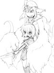  :o camel_(dansen) cecil_(mon-musu_quest!) character_request mon-musu_quest! monochrome monster_girl open_mouth ponytail sword weapon 