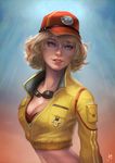  absurdres blonde_hair breasts cidney_aurum cleavage cropped_jacket final_fantasy final_fantasy_xv hat highres june_jenssen large_breasts looking_at_viewer smile solo upper_body 