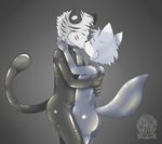  canine catsuit_(disambiguation) feline greg_katz hug kissing love male male/male mammal romantic_couple rubber shiny tiger tobby tobby_wolf white_tiger wolf 