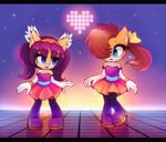  &lt;3 anthro black_hair brown_hair cat clothed clothing cute_fangs duo feline hair honey_the_cat mammal manx rainfawn sonic_(series) star tiara_boobowski 