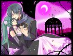  1boy 1girl dress elbow_gloves flat_chest flower flowers gothic long_hair lovers miku_hatsune ribbon skirt twin_tails vocaloid2 