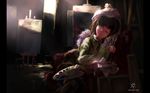  art_brush art_room artist_painter brown_hair canvas_(object) closed_eyes couch easel hat jq light_smile oekaki_musume original paintbrush palette sitting sleeping sleeping_upright solo sweater 