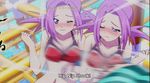  3girls animated animated_gif ass ass_shake blonde_hair fuyuzora_akari fuyuzora_kaho hip_attack keijo!!!!!!!! kusakai_mio multiple_girls purple_hair subtitled swimsuit 