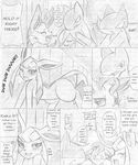  atlas_(artist) blush comic eeveelution english_text eyes_closed female feral glaceon greyscale group happy hi_res leafeon lined_paper male monochrome nintendo open_mouth pencil_(artwork) pok&eacute;mon quilava sketch text traditional_media_(artwork) translated video_games 