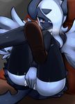  absol anthro blush breasts breath clothing covering covering_pussy covering_self cum cum_in_pussy cum_inside eyewear female footwear glasses legwear mega_absol mega_evolution nintendo pok&eacute;mon pok&eacute;morph ragujuka shoes stockings teacher thigh-highs video_games wings 