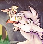  ambiguous_gender anthro blush dragon fur furred_dragon meep_(artist) neck_bulge oral_vore saliva swallowing teeth tongue tongue_out vore 