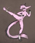  2016 action_pose anthro bandage breasts dreamkeepers f-r95 female fur hair mammal navel nipples nude pink_fur pink_hair pubes pussy solo unknown_species viriathus 