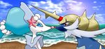  beach mammal marine merfolk mustelid nintendo otter pinniped pok&eacute;mon primarina rhuanfps samurott sea sea_lion seaside sky sun video_games water 