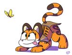  2016 all_fours anthro arthropod butterfly catching cute feline female flat_chested insect jurassiczalar kiki_(jurassiczalar) mammal solo tiger toony tribal whiskers 