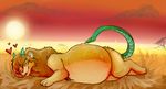  &lt;3 ambiguous_gender belly big_belly chimera feline feral hybrid lion mammal meep_(artist) reptile scalie snake vore 