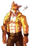  2016 abs anthro canine clothed clothing dark_tatsuka fur male mammal muscular pecs tattoo 