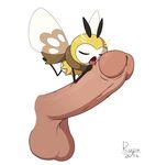  ambiguous_gender antennae arthropod balls brown_fur disembodied_penis fur glans humanoid_penis insect insect_wings licking male male/ambiguous nintendo penis pok&eacute;mon ribombee rufia simple_background tongue tongue_out video_games white_background white_fur wings yellow_fur 