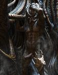  3d_(artwork) alien alien_(franchise) alien_vs_predator armpits balls chenoceaus digital_media_(artwork) dripping erection facehugger humanoid_penis male muscular penis pose predator_(franchise) showing_armpit solo yautja 