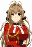  1girl amagi_brilliant_park animated_gif antenna_hair breasts official_art sento_isuzu solo uniform 