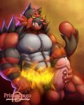  abs anthro balls barazoku biceps blush body_hair chest_hair cum cum_on_hand cum_on_penis drooling erection feline fur incineroar looking_at_viewer male mammal manly masturbation muscular nintendo orgasm pecs penis pok&eacute;mon red_dragon_roar saliva sharp_teeth sitting solo teeth thick_penis thick_thighs tiger tongue tongue_out video_games 