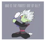  dragon_ball dragon_ball_super earrings gokuu_black gray_eyes green_skin mirror mutation super_saiyan_rose text white_hair zamasu 