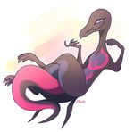  beckoning crossed_legs female lizard looking_at_viewer maim naughty_face reclining reptile salazzle scalie semi-anthro signature solo 