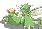  &gt;_&lt; ambiguous_gender arthropod blue_eyes crying fur green_skin insect insect_abdomen_penetration insect_wings joltik male male/ambiguous nintendo pok&eacute;mon scyther simple_background sya tears video_games white_background wings yellow_fur 