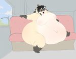  2016 anthro belly big_butt brantonisme butt fur hair male mammal moobs morbidly_obese multicolored_fur multicolored_hair obese overweight tanuki thick_thighs 