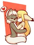  &lt;3 anthro canine duo eyes_closed female fur hair hug male male/female mammal nude ottahz smile 