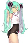  :&lt; aqua_eyes aqua_hair bangs bare_arms bare_shoulders black_swimsuit breasts btraphen character_name closed_mouth copyright_name cowboy_shot crop_top crop_top_overhang eyebrows_visible_through_hair from_side green_eyes hair_cubes hair_ornament hatsune_miku holding holding_hair long_hair looking_at_viewer medium_breasts necktie one-piece_swimsuit sailor_collar school_swimsuit shiny shiny_clothes shiny_hair shiny_skin sidelocks simple_background skindentation sleeveless solo swimsuit swimsuit_under_clothes twintails very_long_hair vocaloid white_background 