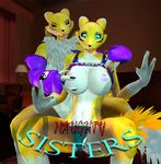  2016 3d_(artwork) anthro big_breasts breasts canine clothing cute digimon digital_media_(artwork) exposed female fox garry&#039;s_mod garrysmod lollipop_chainsaw looking_at_viewer lordzbacon mammal nipples panties renamon shocked sibling sisters smile surprise twins underwear video_games 