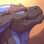  2015 black_scales blue_eyes digital_media_(artwork) dragon feralise gradient_background headshot_portrait horn icon looking_at_viewer low_res male multicolored_scales portrait purple_horn purple_scales scales scalie side_view simple_background solo two_tone_scales zarizav 