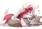  &lt;3 ambiguous_gender domination duo legs_up lycanroc lying nintendo on_back pok&eacute;mon sex simple_background sketch video_games white_background ぬこちー 