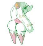 2016 big_butt butt clothed clothing hair legwear looking_at_viewer nintendo oddchurch pok&eacute;mon simple_background socks solo stockings tsareena video_games white_background 