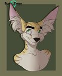  anthro canine fennec fox fur hair inner_ear_fluff male mammal nude signature simple_background smile solo sparky-corpsee 