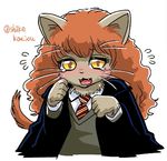  animalization artist_request cat crying furry harry_potter hermione_granger orange_hair tears 