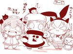  &gt;_&lt; :3 anchor_hair_ornament animal_ears arm_up beret bunny_ears chibi closed_eyes comic commentary_request dress enemy_aircraft_(kantai_collection) go_back! hair_ornament hat headgear kantai_collection long_hair midriff mittens monochrome multiple_girls navel necktie northern_ocean_hime open_mouth pleated_skirt pt_imp_group red rensouhou-chan sailor_dress sako_(bosscoffee) school_uniform serafuku shimakaze_(kantai_collection) short_hair sitting sitting_on_head sitting_on_person skirt sleeveless smile striped striped_legwear thighhighs translation_request waving x3 yukikaze_(kantai_collection) 