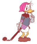  anthro armor avian beak bird bottomless clothed clothing disney duck feathers fethry_duck flail footwear geten gloves hat holding_object holding_weapon looking_at_viewer male melee_weapon shoes simple_background solo standing tired weapon white_background white_feathers 