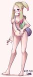  2016 arched_back art_brush artist_name bag barefoot blonde_hair breasts brush collarbone dated facepaint facial_mark forehead full_body high_ponytail holding_brush jewelry lamb-oic029 long_hair looking_to_the_side matsurika_(pokemon) multicolored_hair navel nipples notebook nude paint paint_stains paintbrush parted_lips pink_hair pokemon pokemon_(game) pokemon_sm ponytail purple_eyes pussy ring shoulder_bag signature simple_background sketchbook small_breasts smile solo standing trial_captain 