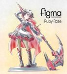  black_dress cape crescent_rose dress english figma figma_stand full_body highres iesupa pantyhose ruby_rose rwby solo 