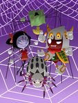  animal_humanoid arachnid arthropod black_hair blush blush_stickers clothing crossover dress eyeless fangs female feral grey_eyes group hair hair_bow hair_ribbon humanoid kirby_(series) kumo_desu_ga_nani_ka? kumoko mario_bros mimi_(mario) muffet multi_arm multi_eye multi_leg multi_limb nintendo noseless paper_mario purple_eyes ribbons smile spider spider_humanoid spider_web taranza tea_cup tea_pot undertale video_games white_eyes white_hair yellow_eyes 星砂 