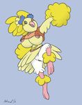  anthro avian big_breasts bird breasts cheerleader feathers female flashing nintendo oricorio pok&eacute;mon shardshatter simple_background video_games 
