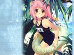  blushing flat_chest momo school_swimsuit short_hair swimsuit wallpaper xenosaga 