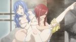  animated animated_gif barefoot blue_hair breasts erza_scarlet fairy_tail feet juvia_loxar large_breasts multiple_girls red_hair 