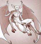  1_eye anthro balls bat cyclops demon fundles looking_at_viewer male mammal penis popobaws solo tattoo wings 