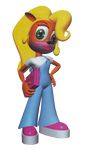  3d_(artwork) blonde_hair coco_bandicoot computer crash_bandicoot_(series) digital_media_(artwork) female green_eyes hair laptop looking_at_viewer official_art solo video_games 